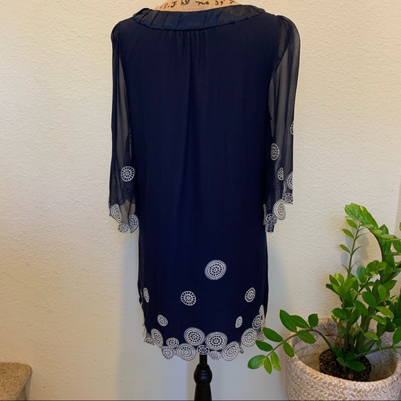 Navy Chiffon Dress. Size M - Picture 5 of 7